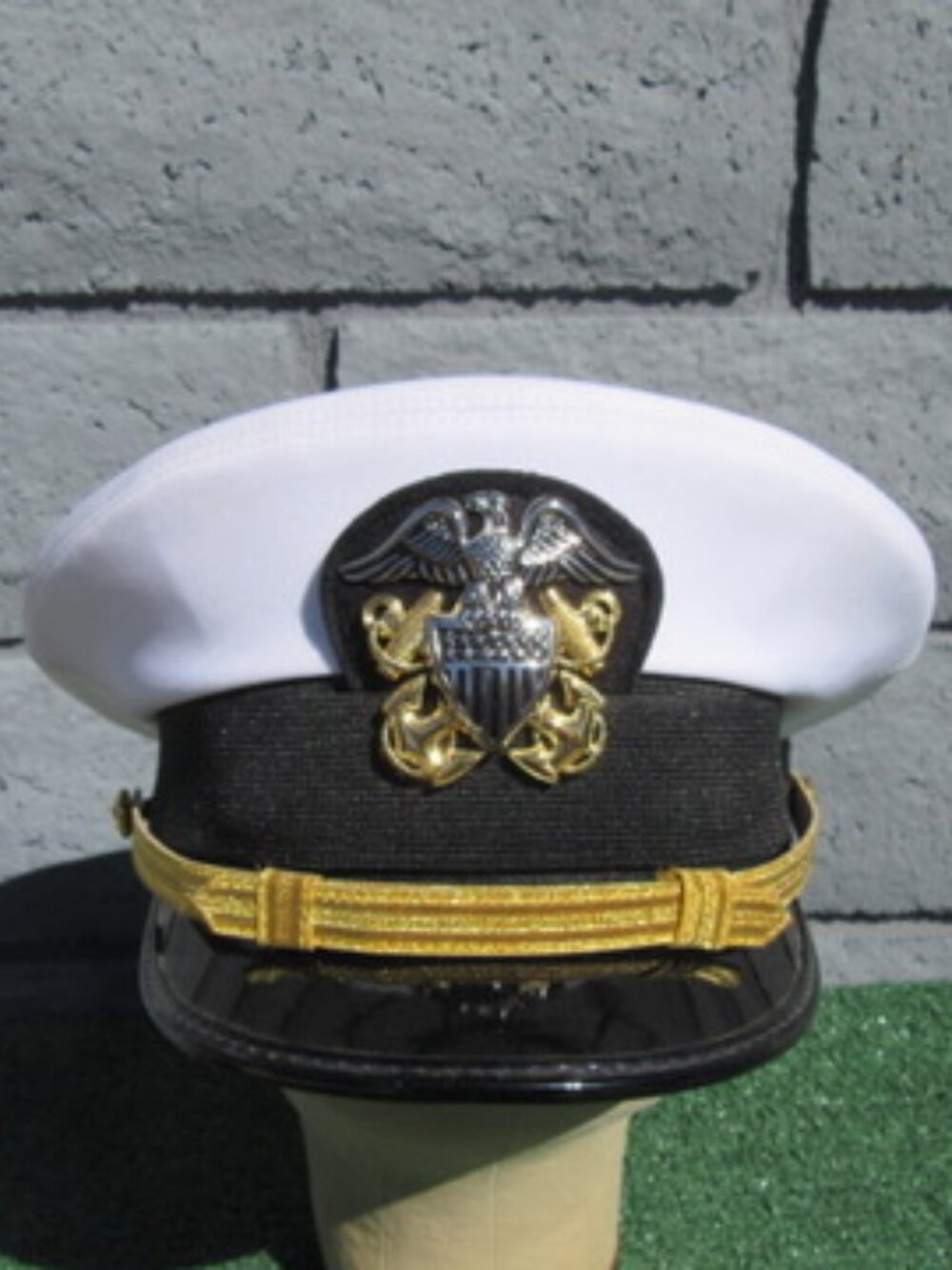 Kingform U.S. Navy Chief Petty Officer White Uniform Military Hat Cap Size 7 3/8